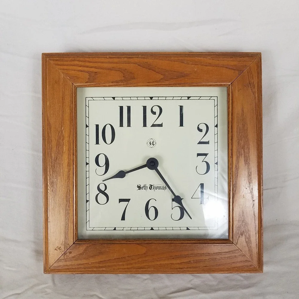 Seth Thomas Wall Clock Kitchen Guardian Brown Fair Parts Only Wood Frame 2446